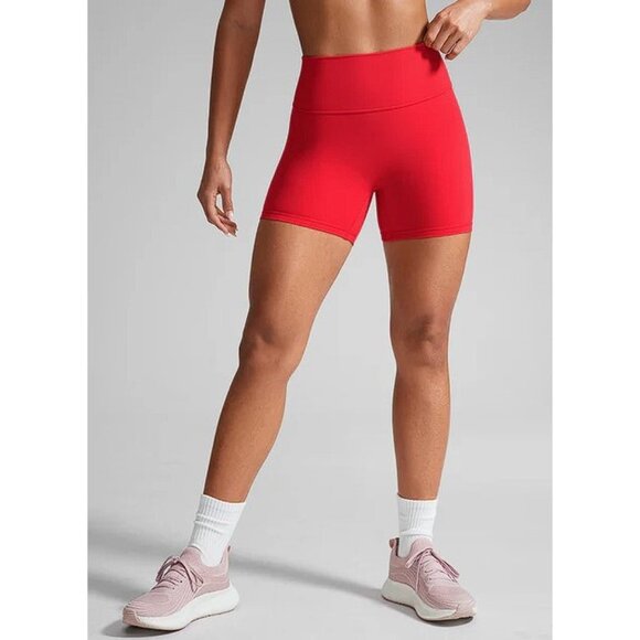 CRZ YOGA Women's Secretsculpt No Front Seam Short 4'' Size M In Aurora Red - Picture 1 of 14